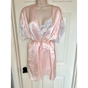 Val Amode MCM vintage pink lace floral three piece sleeper set size small